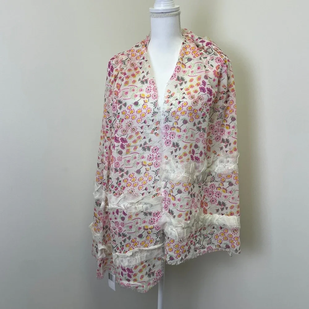 NEW Vera Bradley 27'' x 66'' Wool Blend Oblong Ruffle Scarf Tulip Ditsy Floral